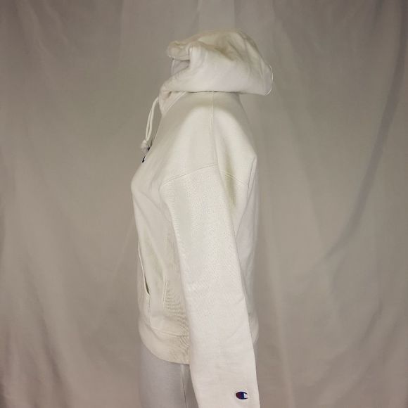 Champion Vintage white reverse weave hooded sweatshirt hoodie script logo small - Picture 4 of 16